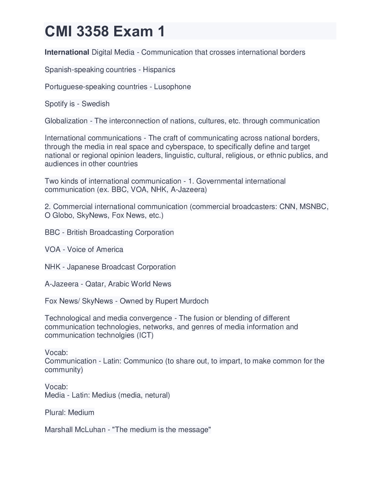 Preview image for CMI 3358 Exam 1